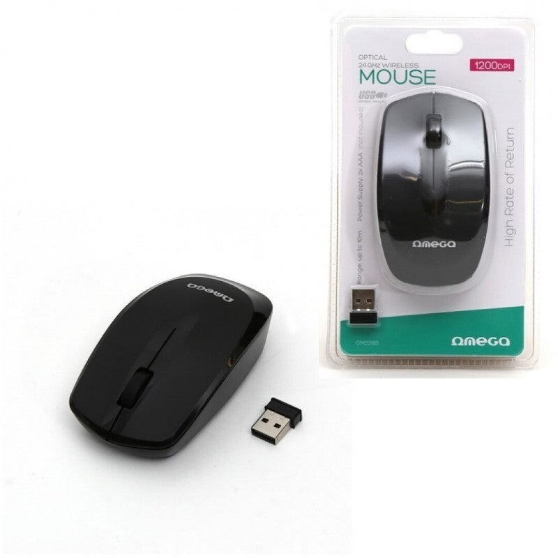 RATON WIRELESS 2.4GHZ 1.200DPI NEGRO BLISTER OMEGA