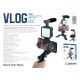 4 IN 1 SET MICROPFONO LUZ SOPORTE SMARTPHONE TRIPODE + ADAPTADOR 3,5 JACK A USB-C VLOG PLATINET