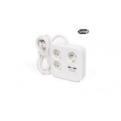 REGLETA 3 TOMAS + 2 USB-A 1.5M 3X1,5MM