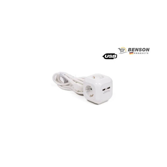 E-BLOCK 3 SALIDAS SCHUKO + 2 USB CABLE 1,5 M
