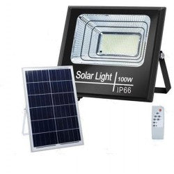 FOCO PROYECTOR LED SOLAR 100W IP66 PANEL POLICRISTALINO B. FRIO